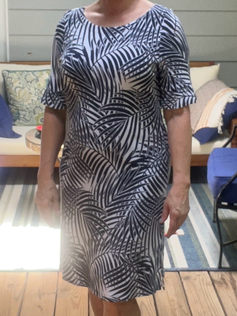 Tommy Bahama Navy & White Palm Print Shift Dress